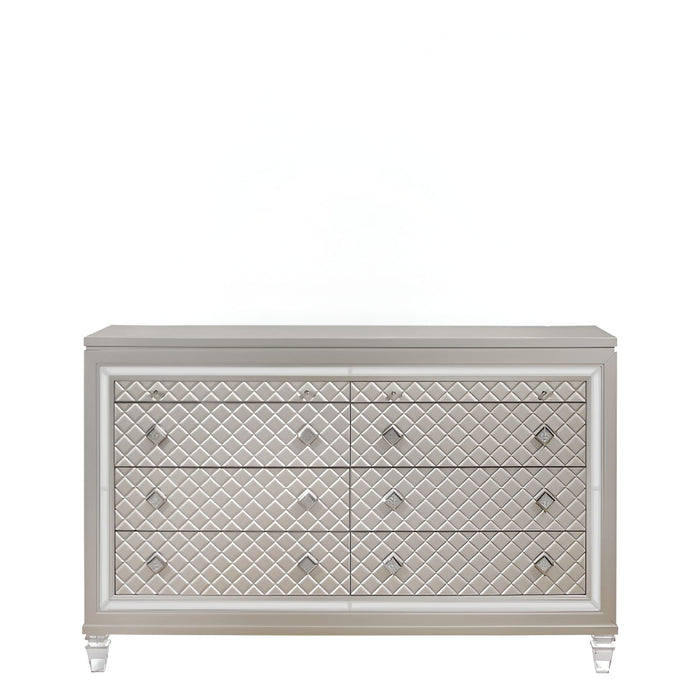 Dresser With Tapered Acrylic Legs And 2 Jewelry Drawers - Champagne