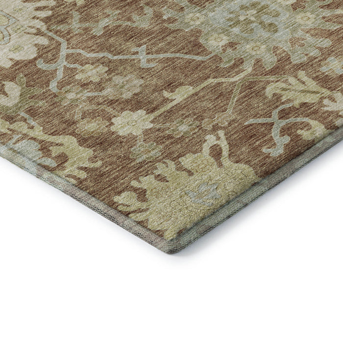 10' X 14' Floral Medallion Washable Area Rug With UV Protection (686873) - Rust / Ivory / Beige