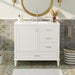 Giga modern bathroom vanity with sink, solid wood frame, soft closing door, and three drawers for stylish bathroom storage.