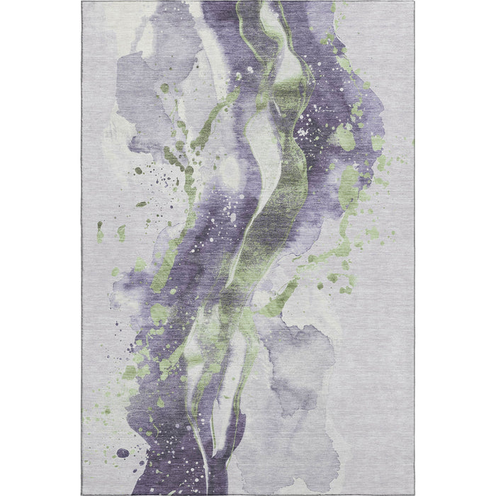 10' X 14' Abstract Washable Area Rug With UV Protection (694218) - Purple / Green / Ivory