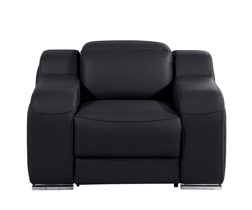 Italian Leather Wall Hugger Recliner With USB - Black