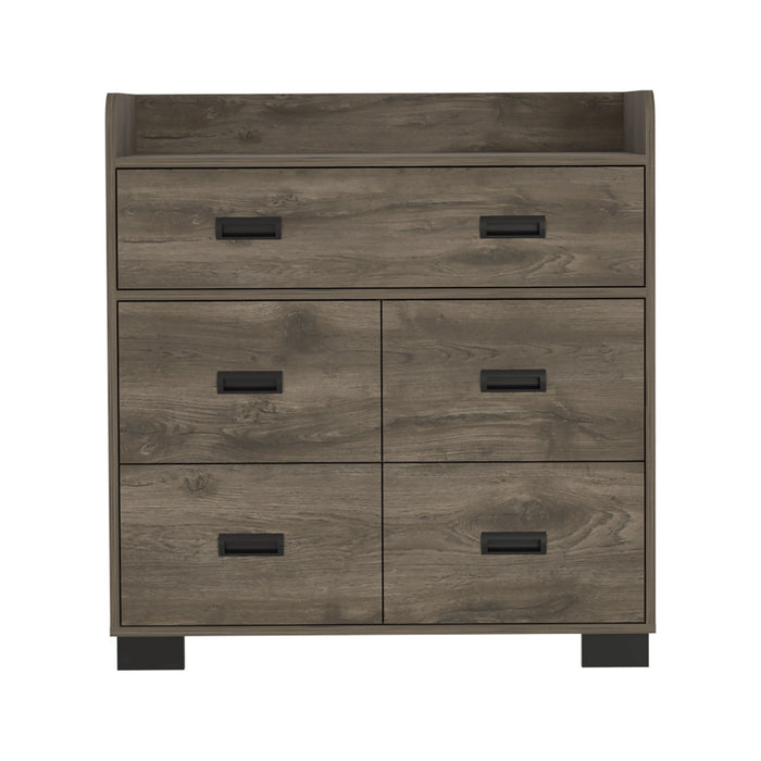 34" Five Drawer Dresser - Dark Brown