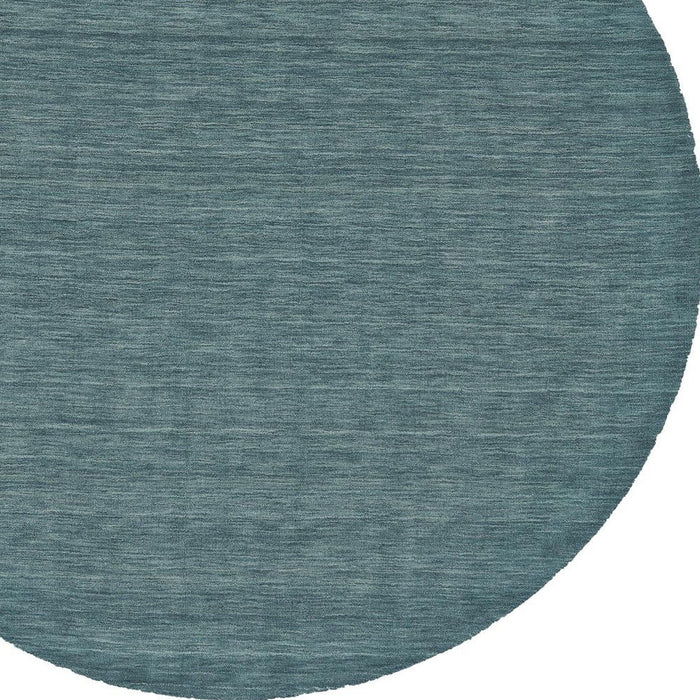 8' Round Wool Hand Woven Area Rug - Blue Green