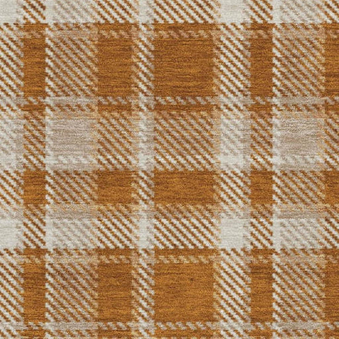 9' X 12' Plaid Washable Area Rug With UV Protection (649455) - Rust / Ivory