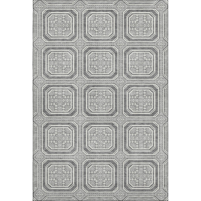 10' X 14' Geometric Washable Area Rug With UV Protection (693798) - Gray / Ivory