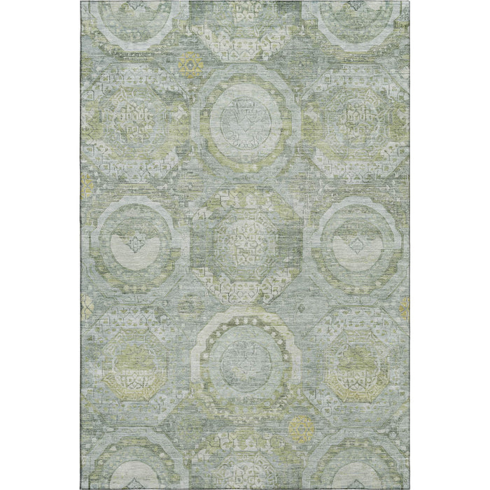 10' X 14' Mosaic Washable Area Rug With UV Protection (696416) - Sage / Gold / Gray