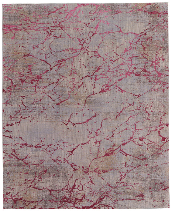 10' x 13' Abstract Power Loom Area Rug - Pink Taupe And Gray