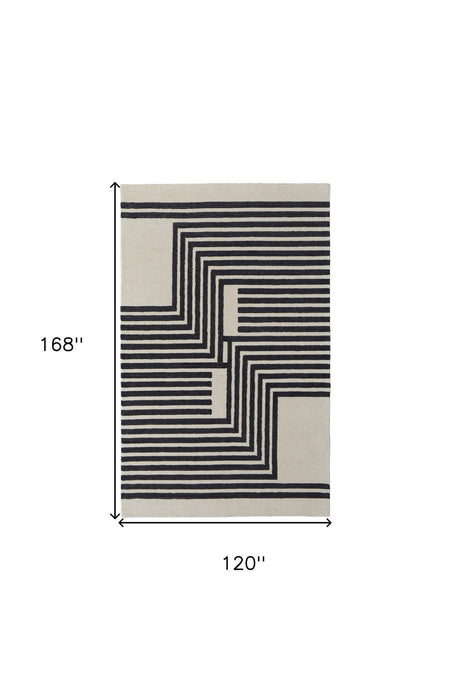 10' x 14' Wool Abstract Hand Tufted Area Rug - Gray And Black