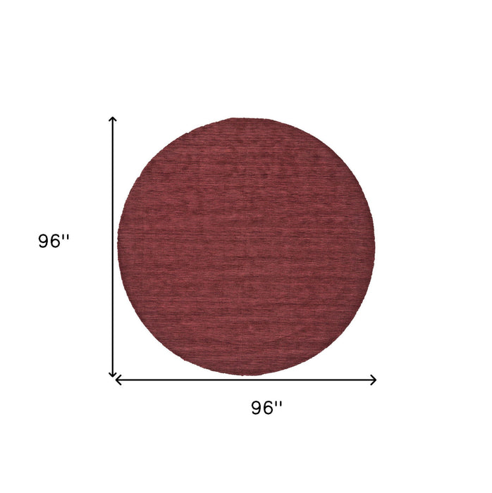 8' Round Wool Hand Woven Area Rug - Red