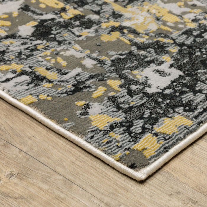 10' X 13' Grey Abstract Power Loom Stain Resist Area Rug - Gray And Black