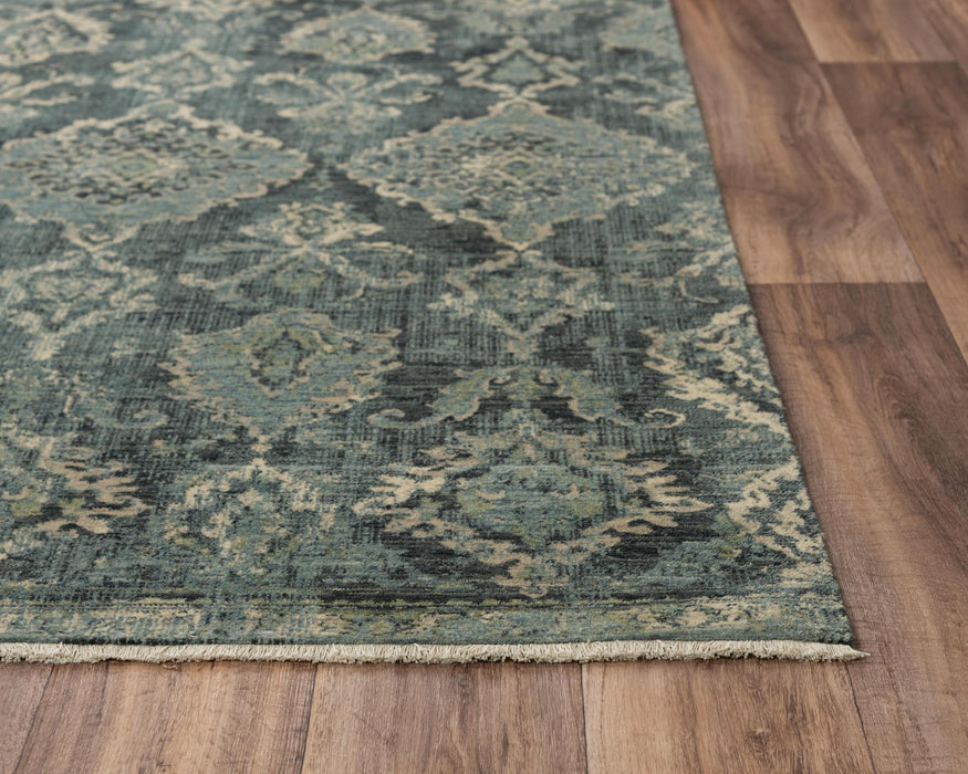 8' X 10' Wool Oriental Hand Carved Handmade Area Rug (747977) - Blue / Beige / Ivory