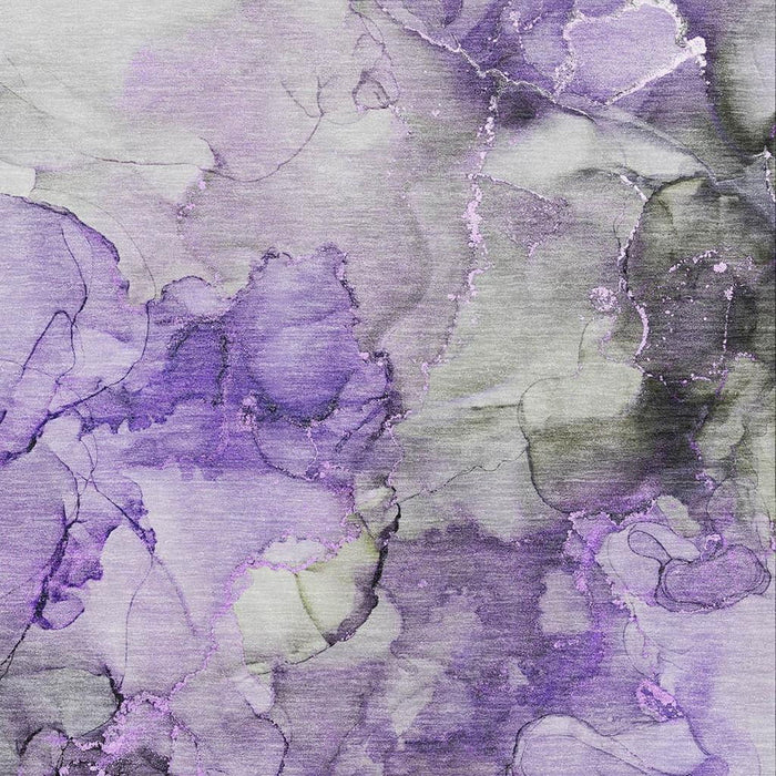 10' X 14' Abstract Washable Area Rug With UV Protection (647314) - Purple / Gray / Ivory