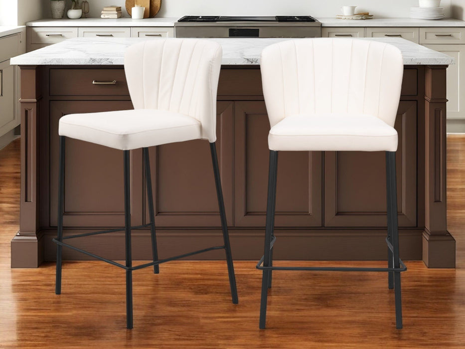 Faux Leather And Steel Counter Height Bar Chairs (Set of 2) - Cream And Black