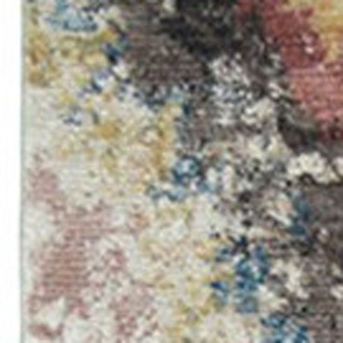 9' x 13' Geometric Distressed Area Rug With Fringe - Blue