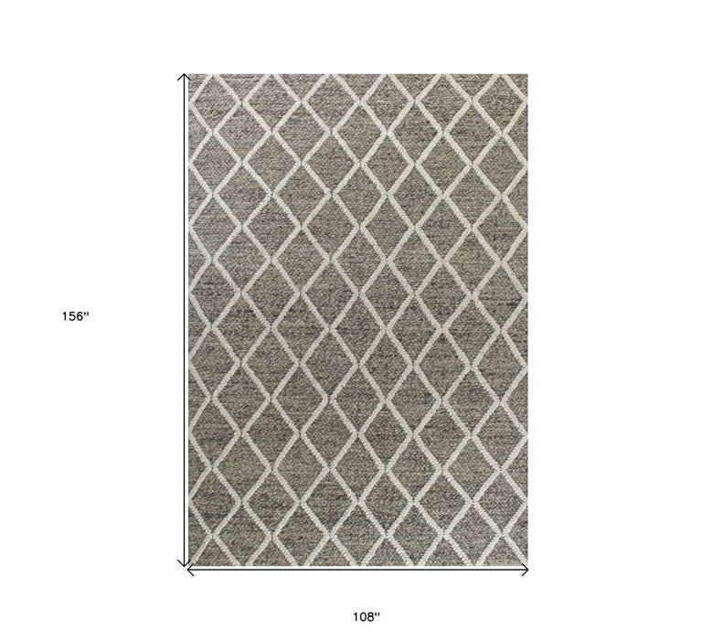 9' x 13' Wool Gray Area Rug - Dark