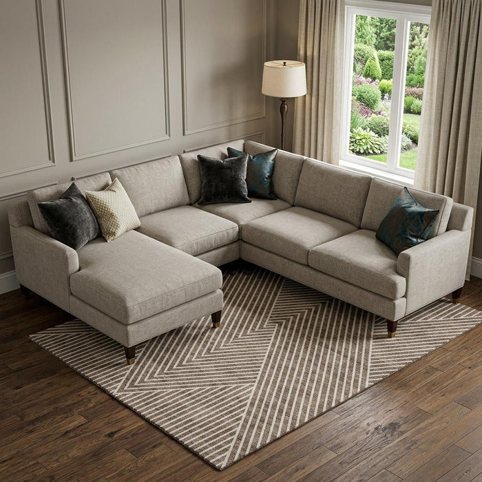 10' X 14' Geometric Washable Area Rug With UV Protection (674646) - Brown / Beige