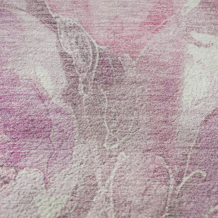 10' X 14' Floral Washable Area Rug With UV Protection (706079) - Pink / Gray / Ivory