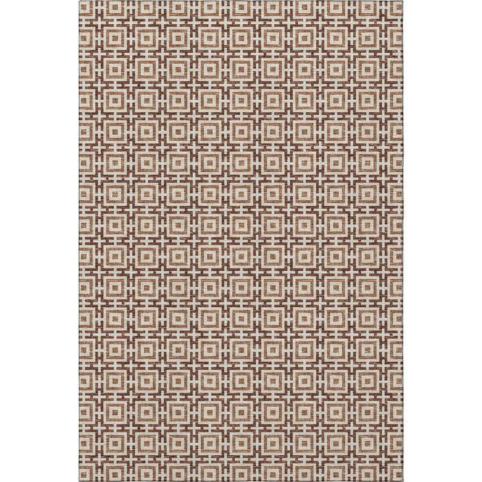 10' X 14' Geometric Washable Area Rug With UV Protection (645253) - Rust / Beige