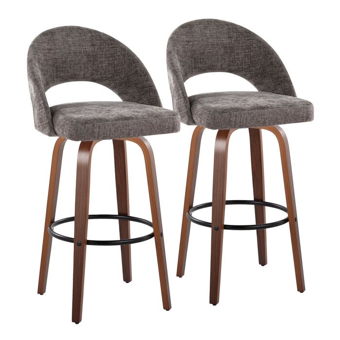 Renee - Upholstered Fixed-Height Barstool (Set of 2) - Walnut Wood Base
