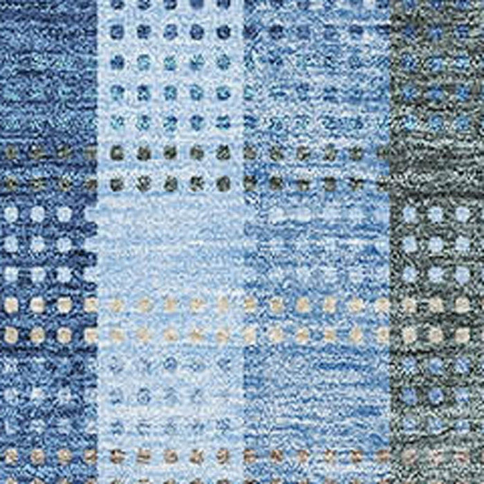 10' X 14' Plaid Washable Area Rug With UV Protection (676458) - Denim Blue / Gray / Beige