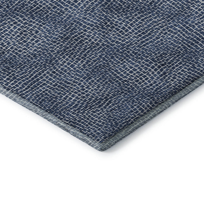 10' X 14' Geometric Washable Area Rug With UV Protection (682871) - Navy Blue / Ivory