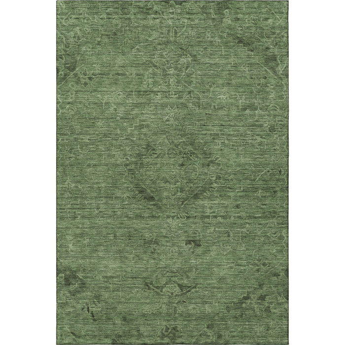 10' X 14' Medallion Washable Area Rug With UV Protection (684618) - Fern Green / Emerald