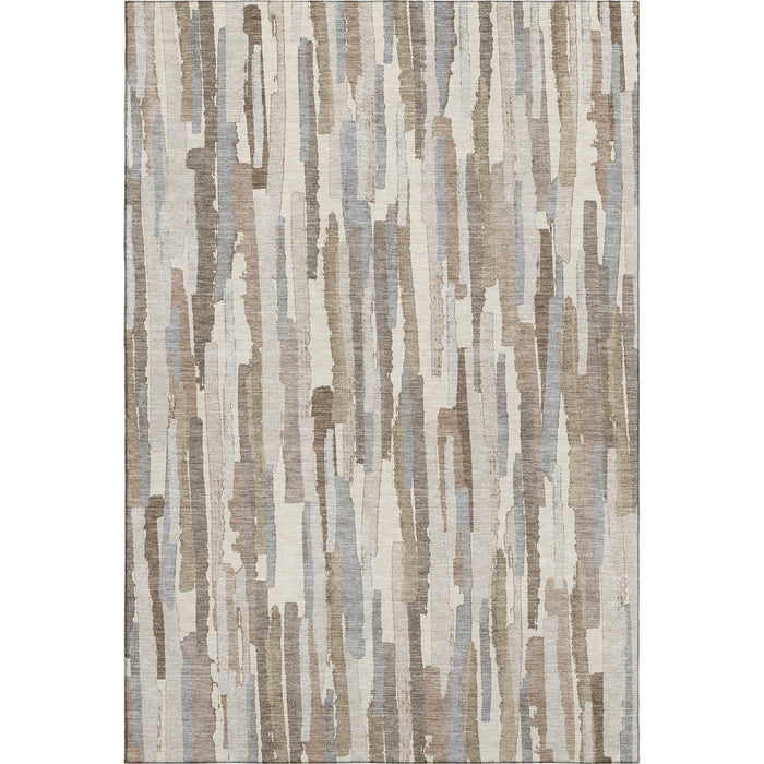 10' X 14' Striped Washable Area Rug With UV Protection (692940) - Ivory / Gray / Brown