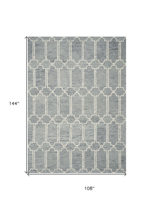 9' x 12' Wool Area Rug - Blue