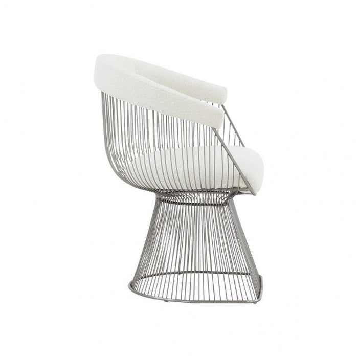 Fabric Steel Windsor Back Dining Side Chair - White
