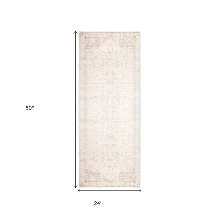 2' X 5' Medallion Runner Rug (534019) - Beige