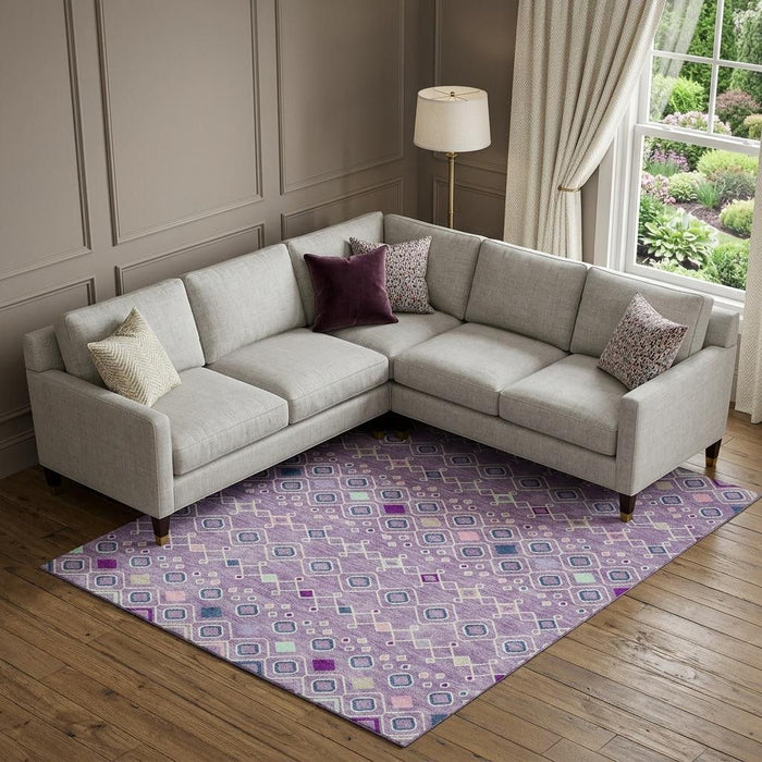 10' X 14' Southwestern Washable Area Rug With UV Protection (674718) - Lavender / Ivory / Blue