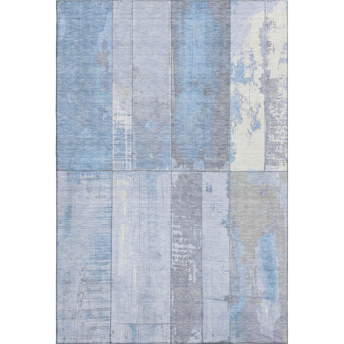 10' X 14' Geometric Washable Area Rug With UV Protection (706571) - Sky Blue / Gray