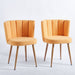 Set of two Giga modern dining chairs with wood-colored iron tube legs, cushioned seats, and comfortable backrests for dining or cafe spaces.