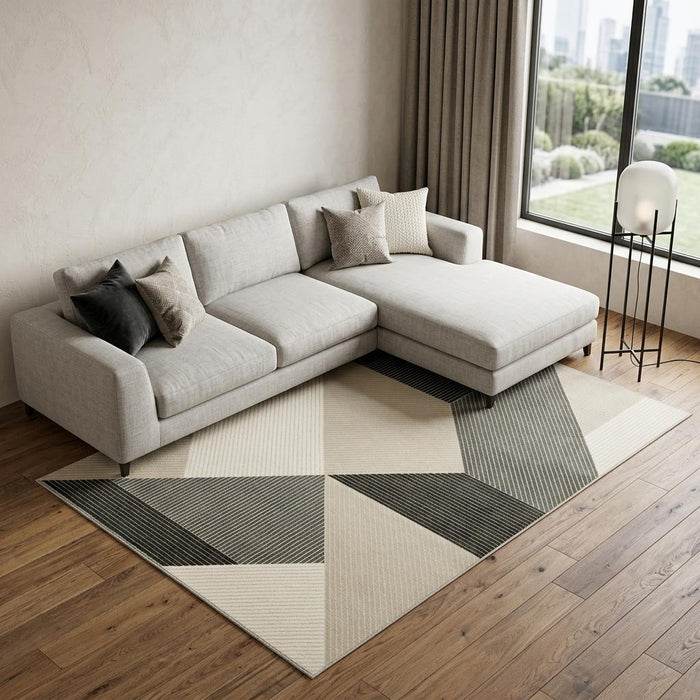 10' X 13' Geometric Area Rug (576433) - Ivory / Black
