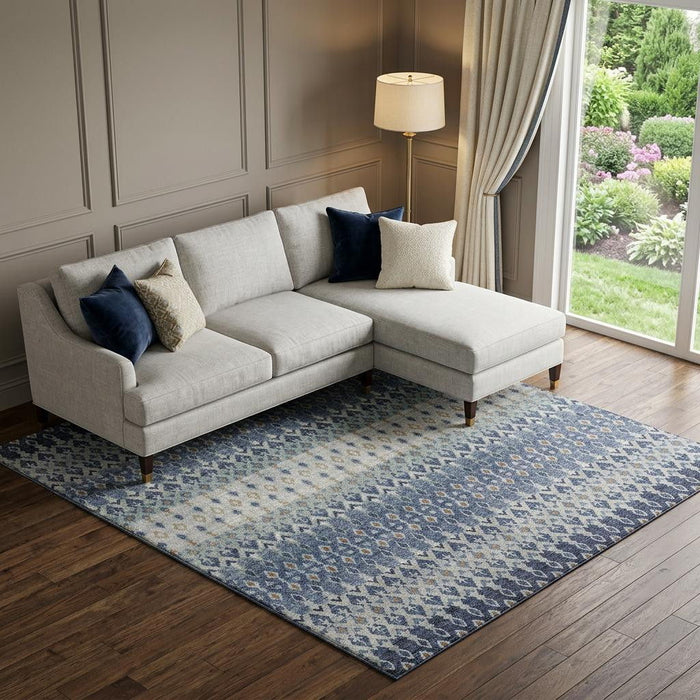 10' X 14' Tribal Distressed Washable Area Rug With UV Protection (643809) - Aqua / Gray / Orange
