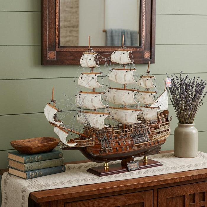 Hand Painted Model Boat (624633) - Light Brown / White