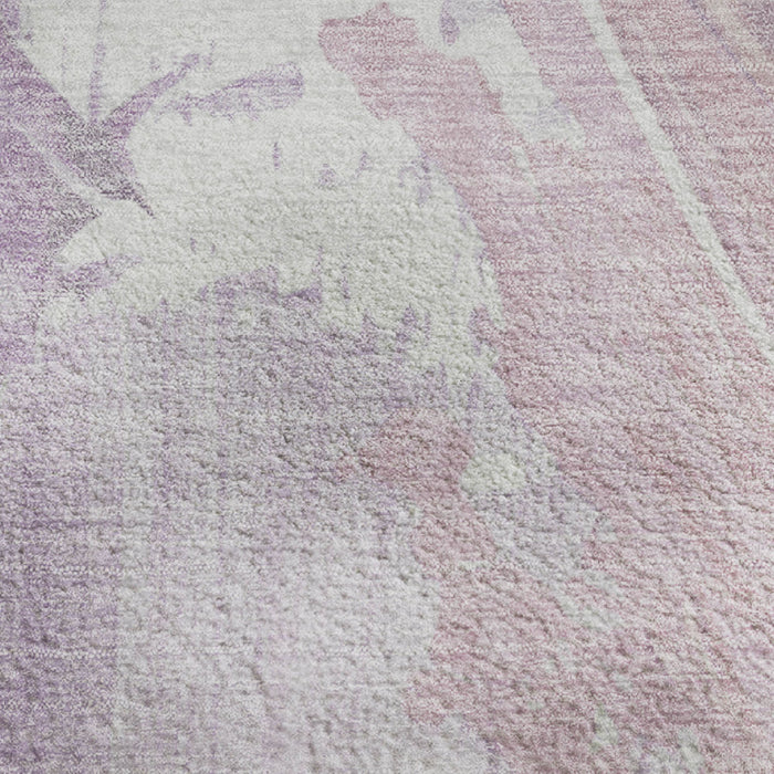 10' X 14' Abstract Washable Area Rug With UV Protection (705503) - Lavender / Ivory
