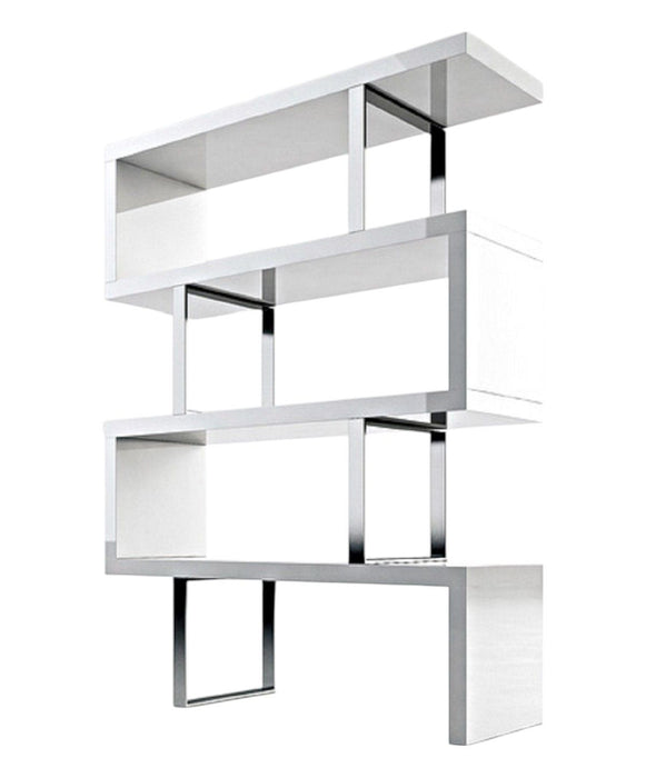 Three Tier Etagere Bookcase (555009) - White / Silver