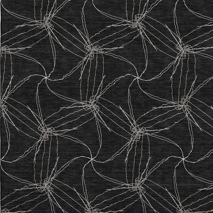 10' X 14' Geometric Washable Area Rug With UV Protection (676554) - Black / Ivory