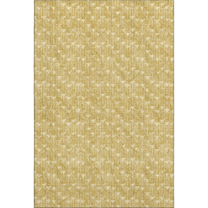 8' X 10' Geometric Washable Area Rug With UV Protection (647084) - Gold / Ivory
