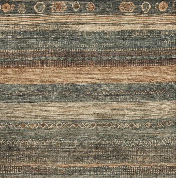 10' X 14' Geometric Washable Area Rug With UV Protection (705617) - Fern Green / Copper