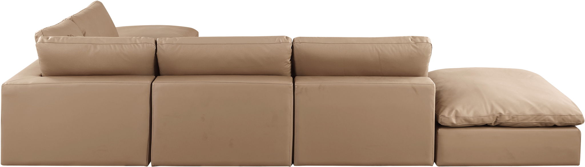 Comfy - 6 Piece Faux Leather Modular Sectional - Tan