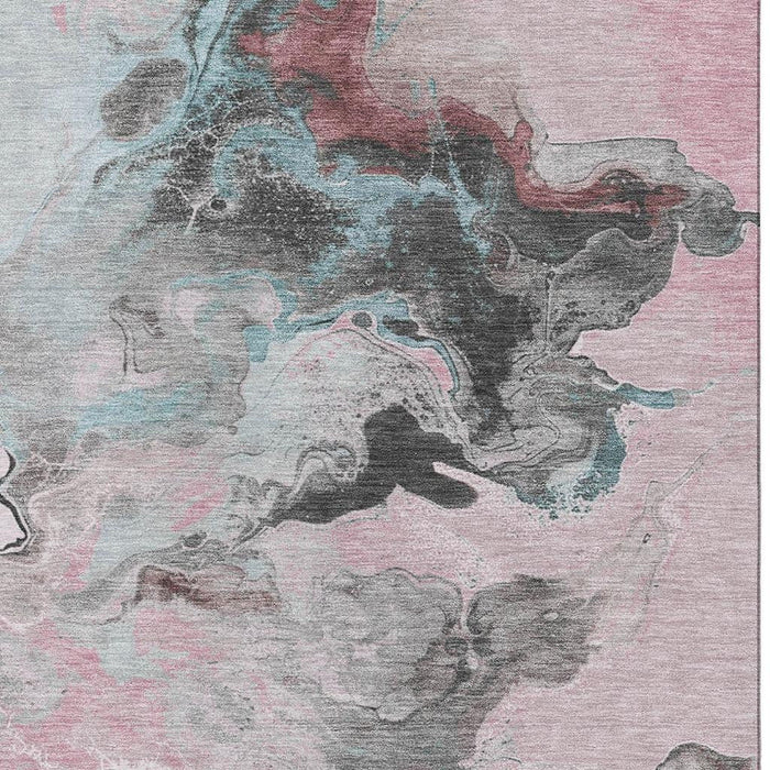 10' X 14' Abstract Washable Area Rug With UV Protection (697272) - Pink / Blue / Silver