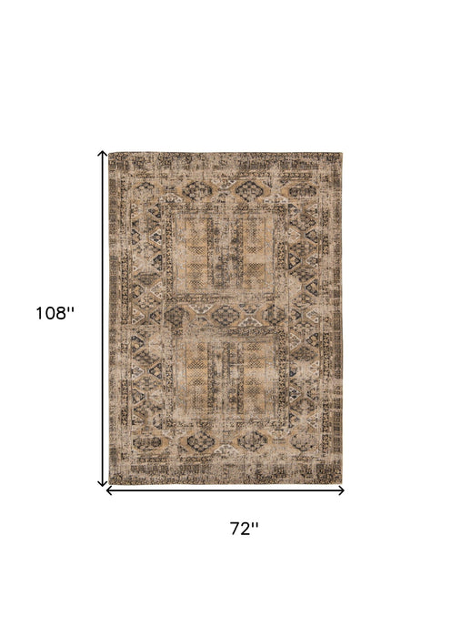 7' x 9' Oriental Non Skid Area Rug - Brown