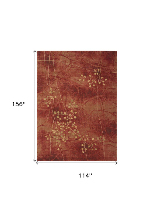 10' X 13' Floral Non Skid Area Rug (555926) - Red / Green