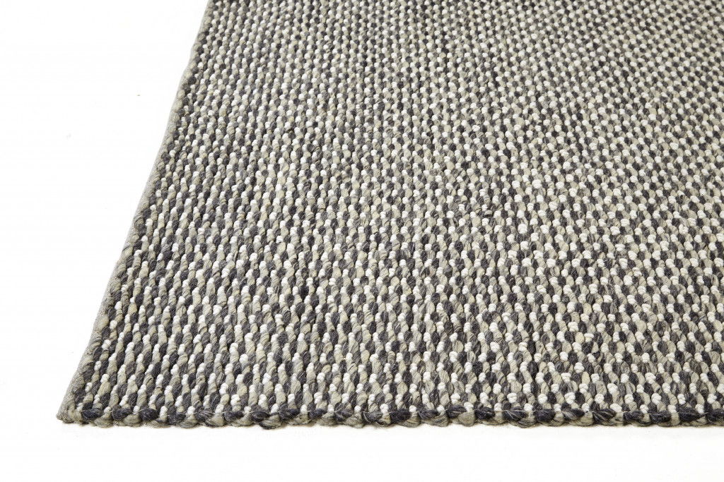 10' x 13' Wool Floral Hand Woven Area Rug - Gray And Ivory