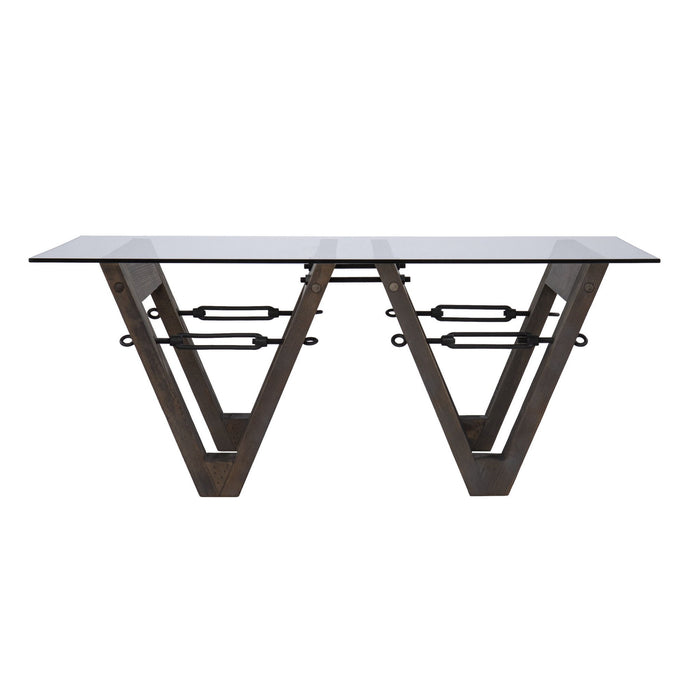 Glass Reclaimed Coffee Table - Brown