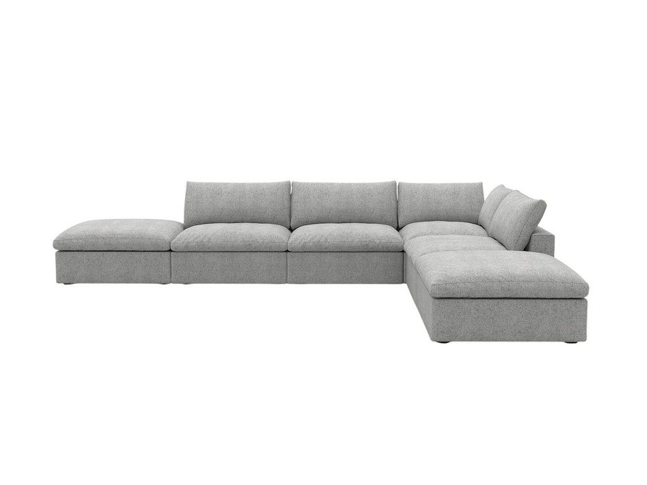 Two Piece Living Room Set Blend Modular Sofa With Ottoman Storage - Light Gray