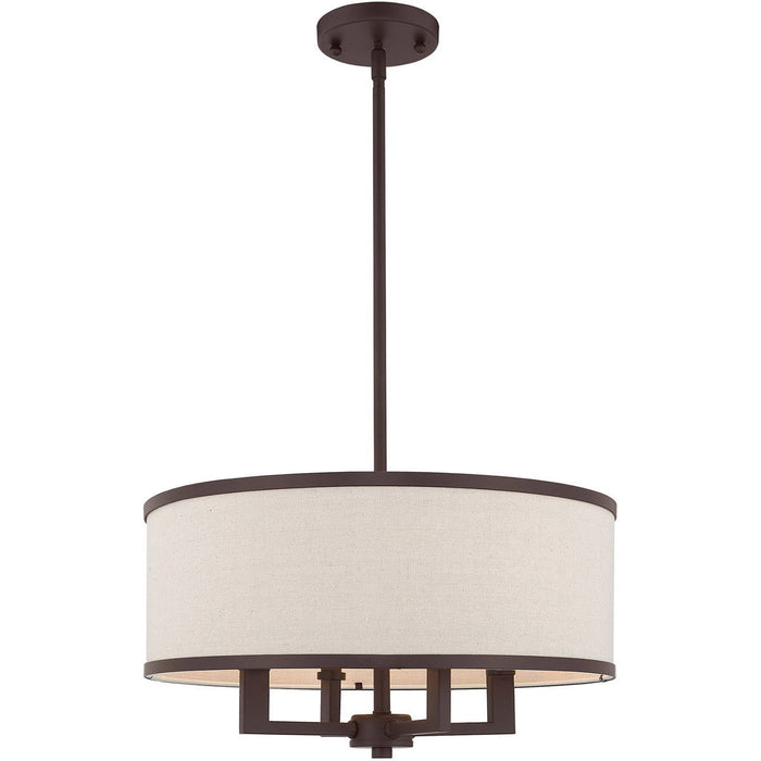 18" Four Light Metal Dimmable Chandelier With Shades - Bronze