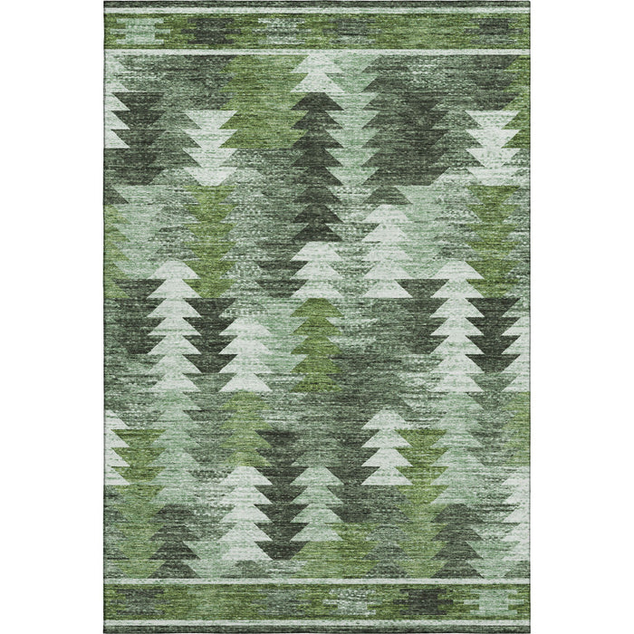 8' X 10' Southwestern Washable Area Rug With UV Protection - Olive Green